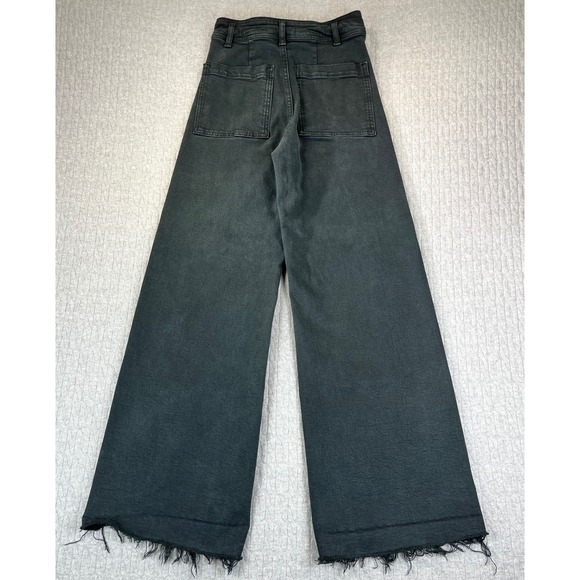 ZARA baggy wide leg dress Black jeans Women 0/22X29 high-rise Raw Hem Denim - Picture 3 of 8